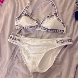 White Victoria’s Secret PINK bikini - size Large - all white with embroidered